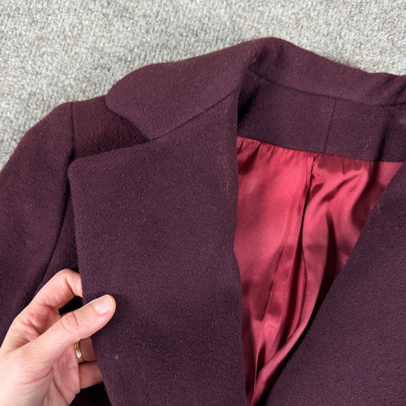 Vintage Burgundy Red Wool Long Double Breasted Tailored Overcoat Women’s 6 USA - Picture 7 of 16